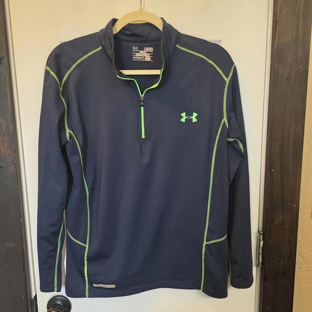 Under Armour ColdGear Men's Long Sleeve Quarter Zip Pullover - Large Navy Blue